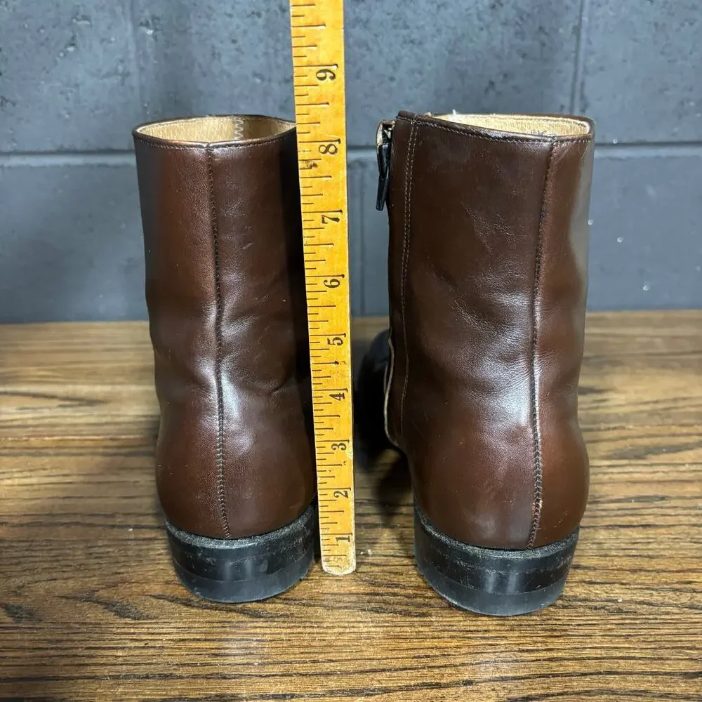 Vintage O’Sullivan Brown Leather Side Zip Ankle Boots Men’s 10 C Made in USA